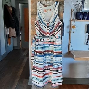 Moulinette Soeurs watercolor stripe cotton  dress